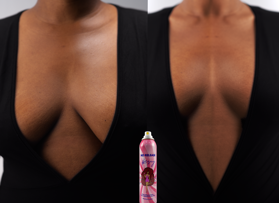 • No Release Body Adhesive Spray by Skray - 12-hour hold clothing solution bottle - before & after